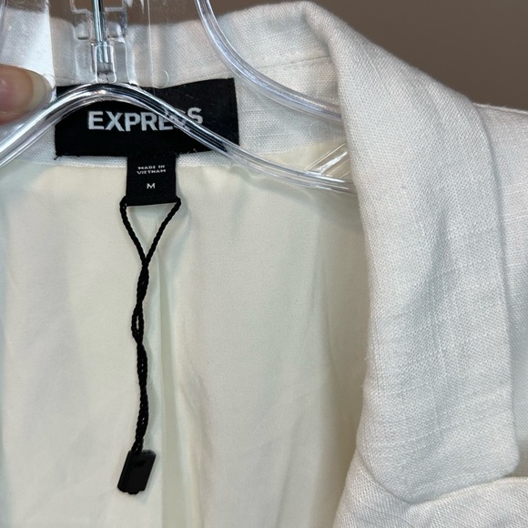 Express Linen Blend Cream Cropped Preppy Costal Blazer Women’s Sz M - Picture 5 of 8